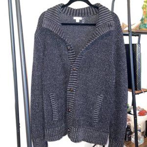 Mens XL Merona Gray Knitted Sweater / Cardigan